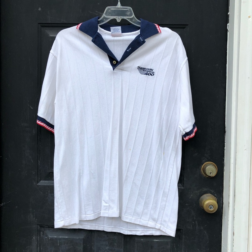 Men’s White with Blue Collar Short Sleeve Shirt